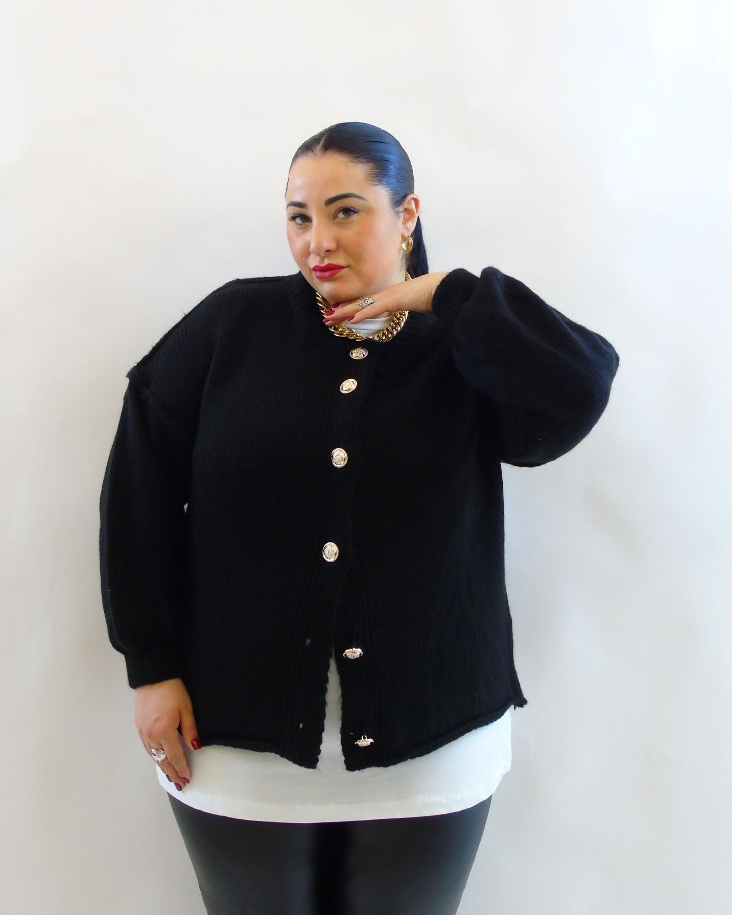 Cardigan con bottoni oro 8138