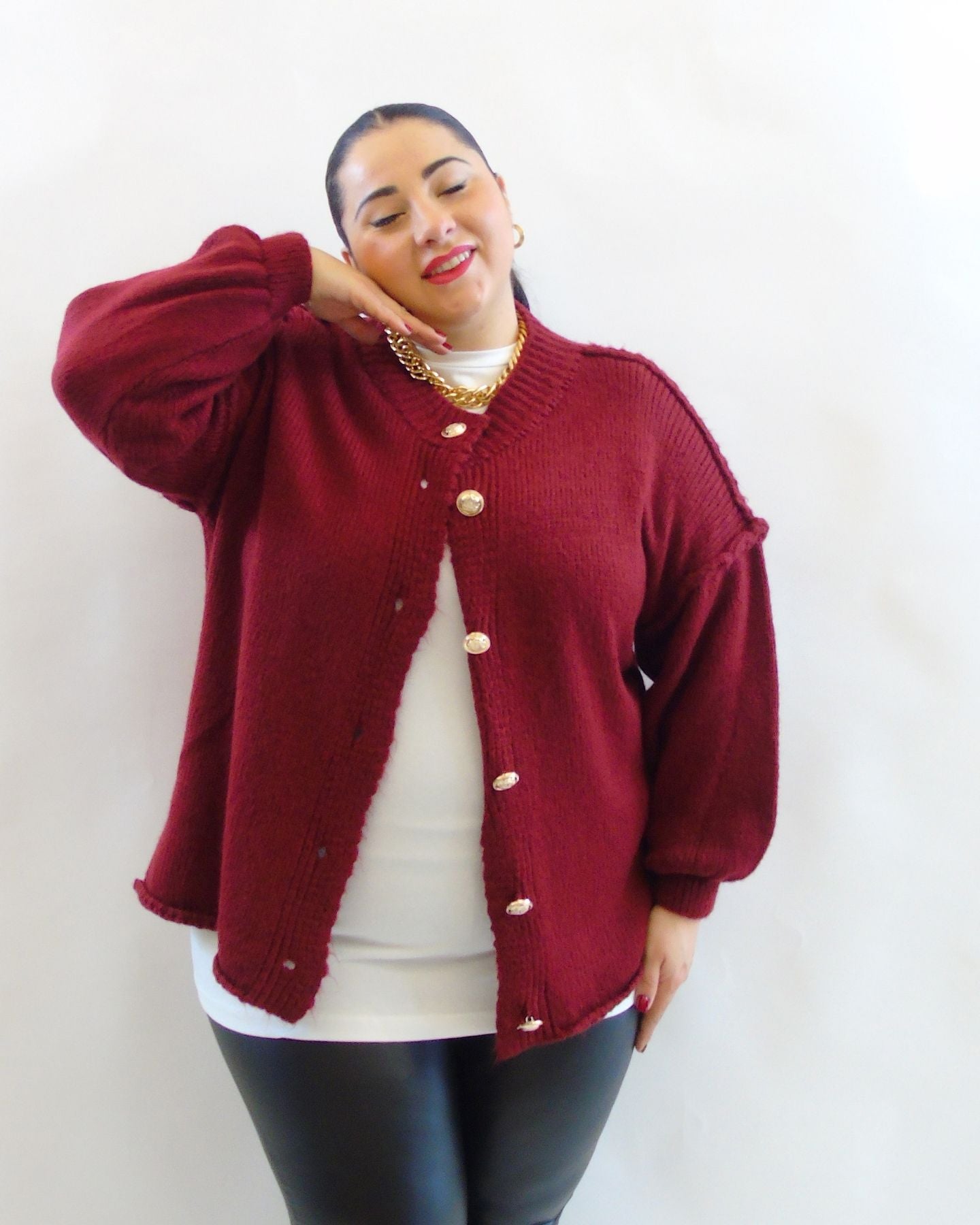 Cardigan con bottoni oro 8138