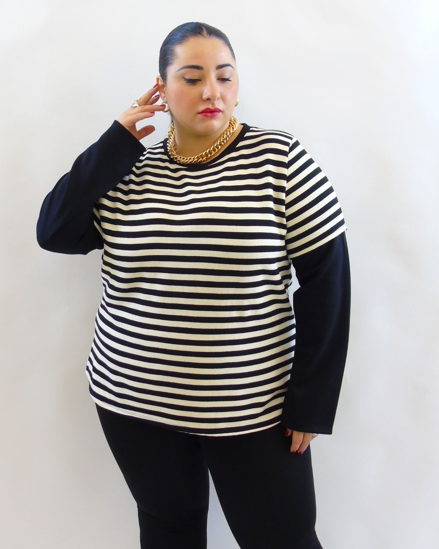 Blusa righe manicotti 28215