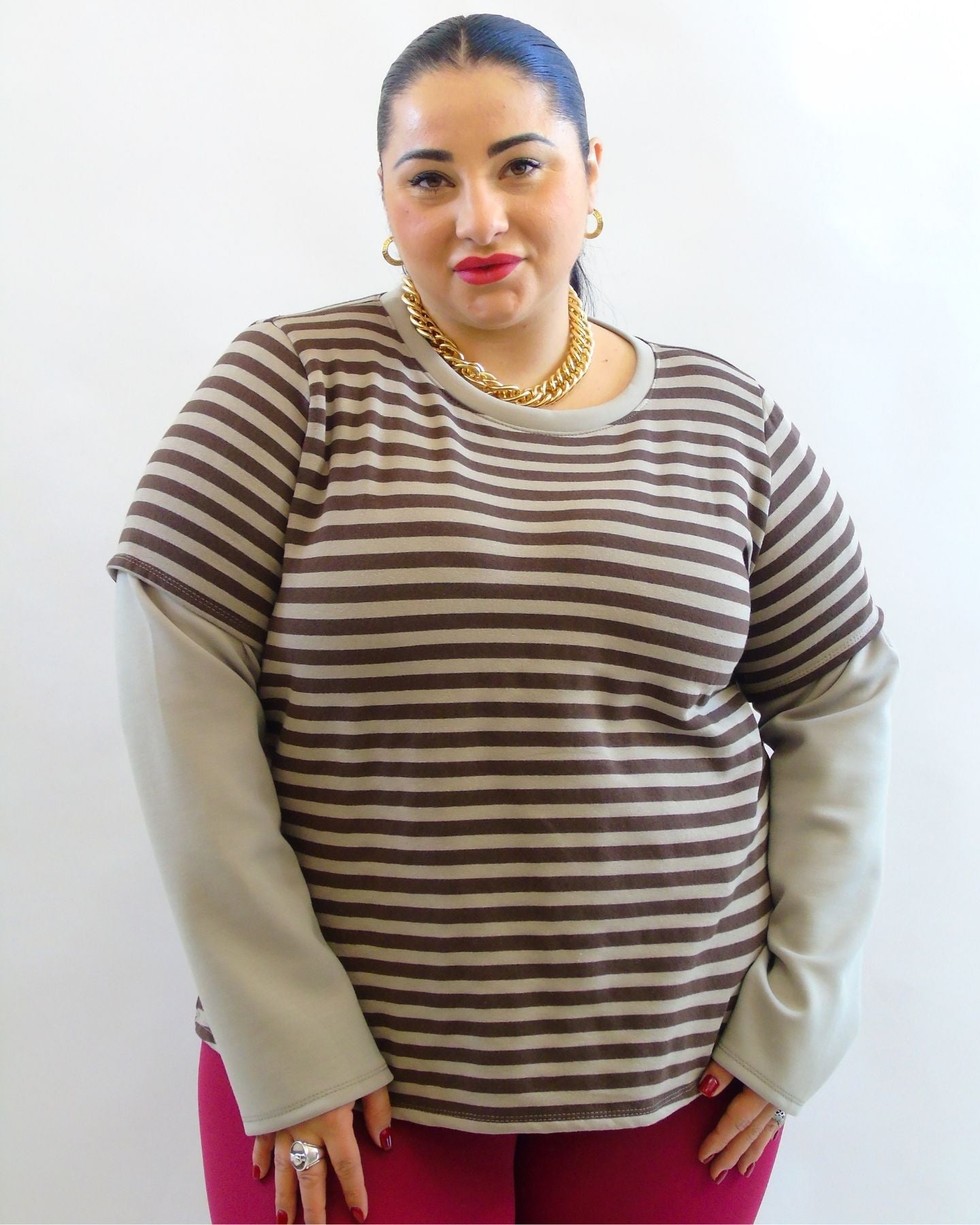 Blusa righe manicotti 28215