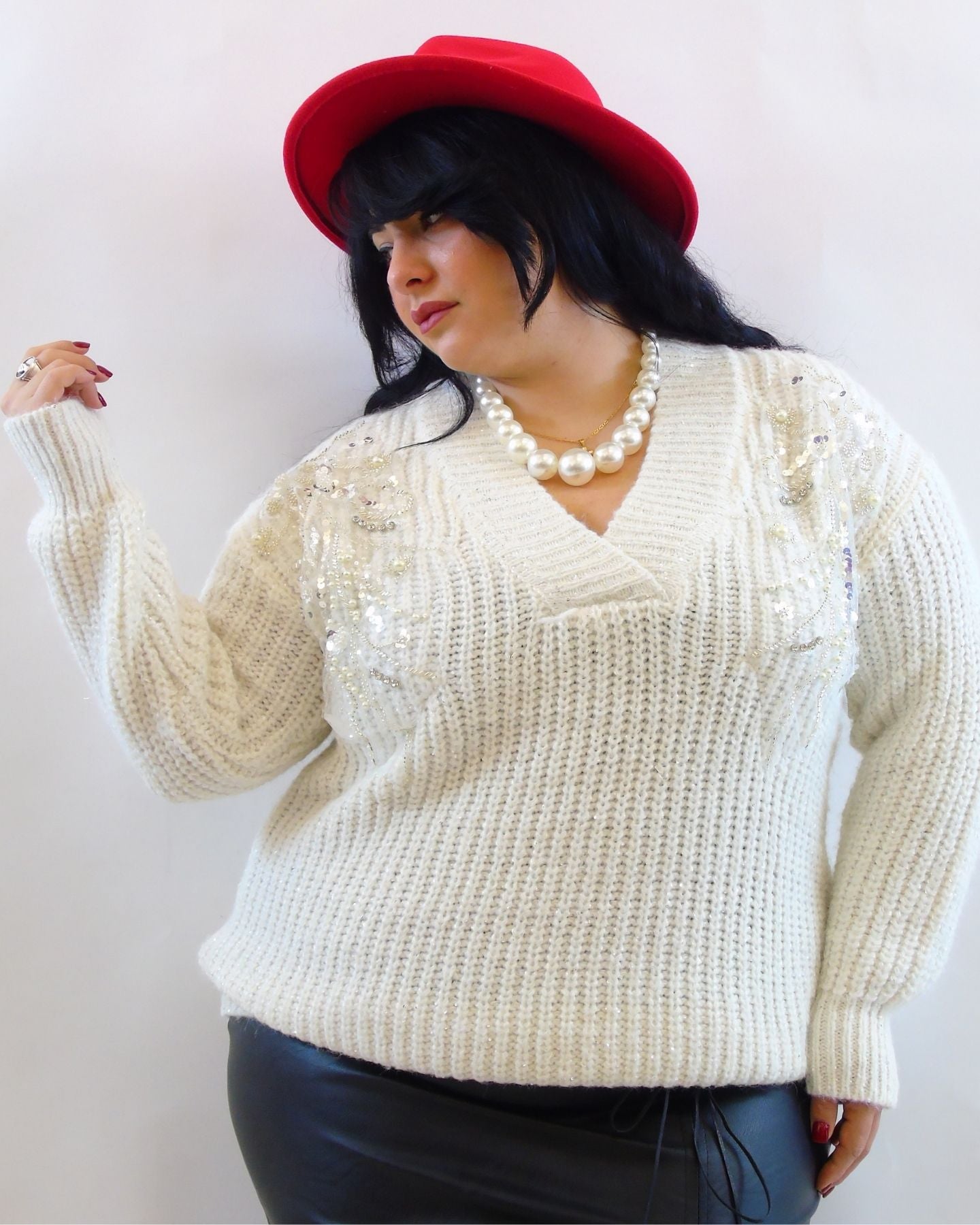 Maglione con perline e paillettes 9553