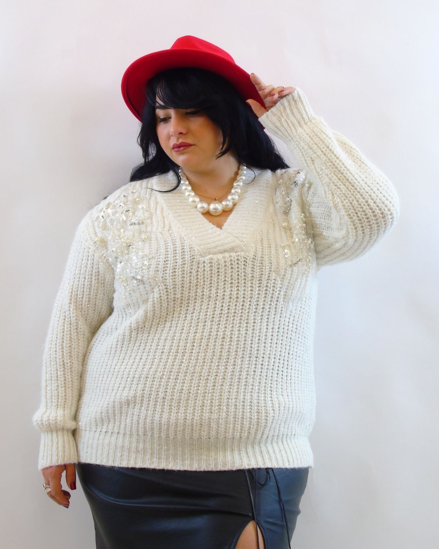 Maglione con perline e paillettes 9553