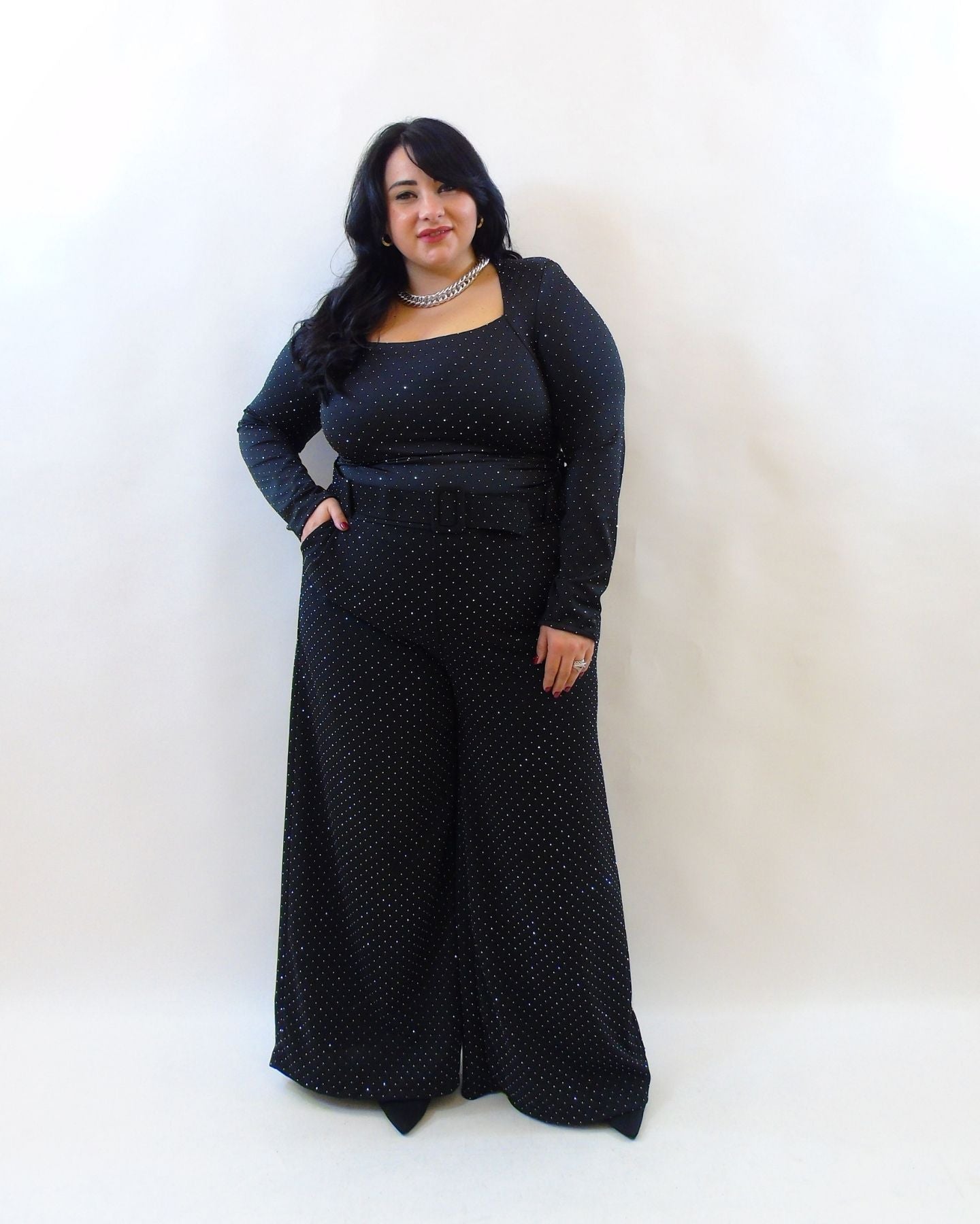 Pantalone brillantini palazzo 111885