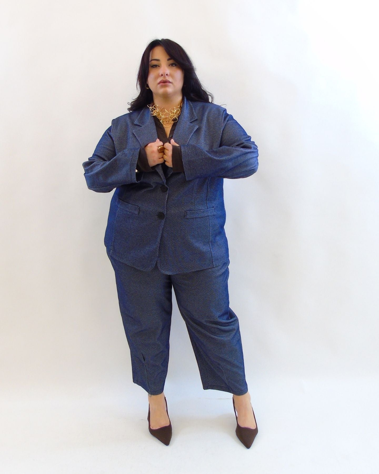 Coordinato in trama jeans 11274