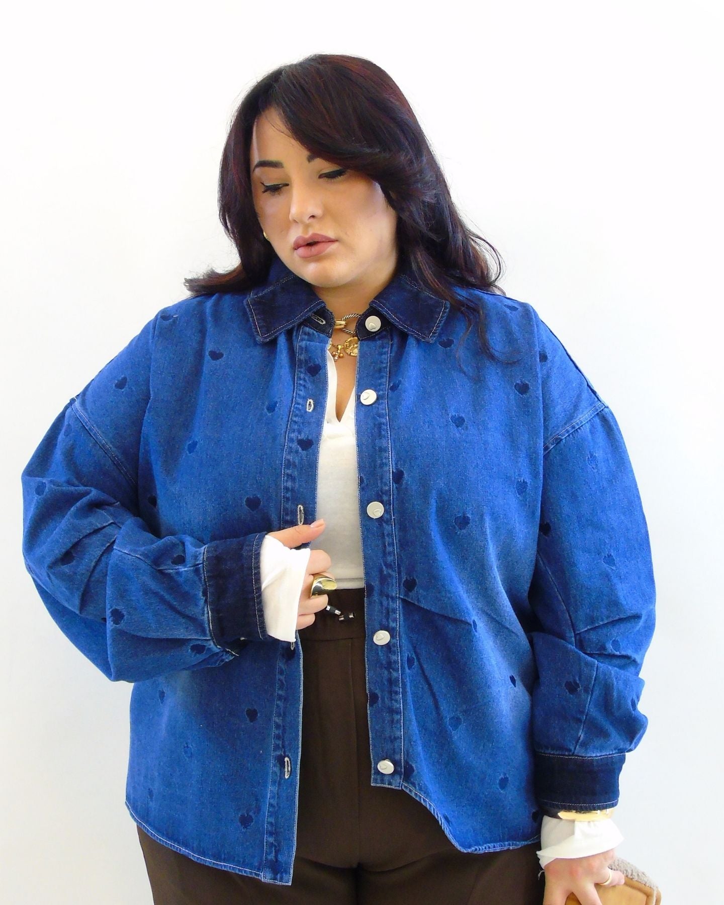 camicia in jeans a cuori 8768