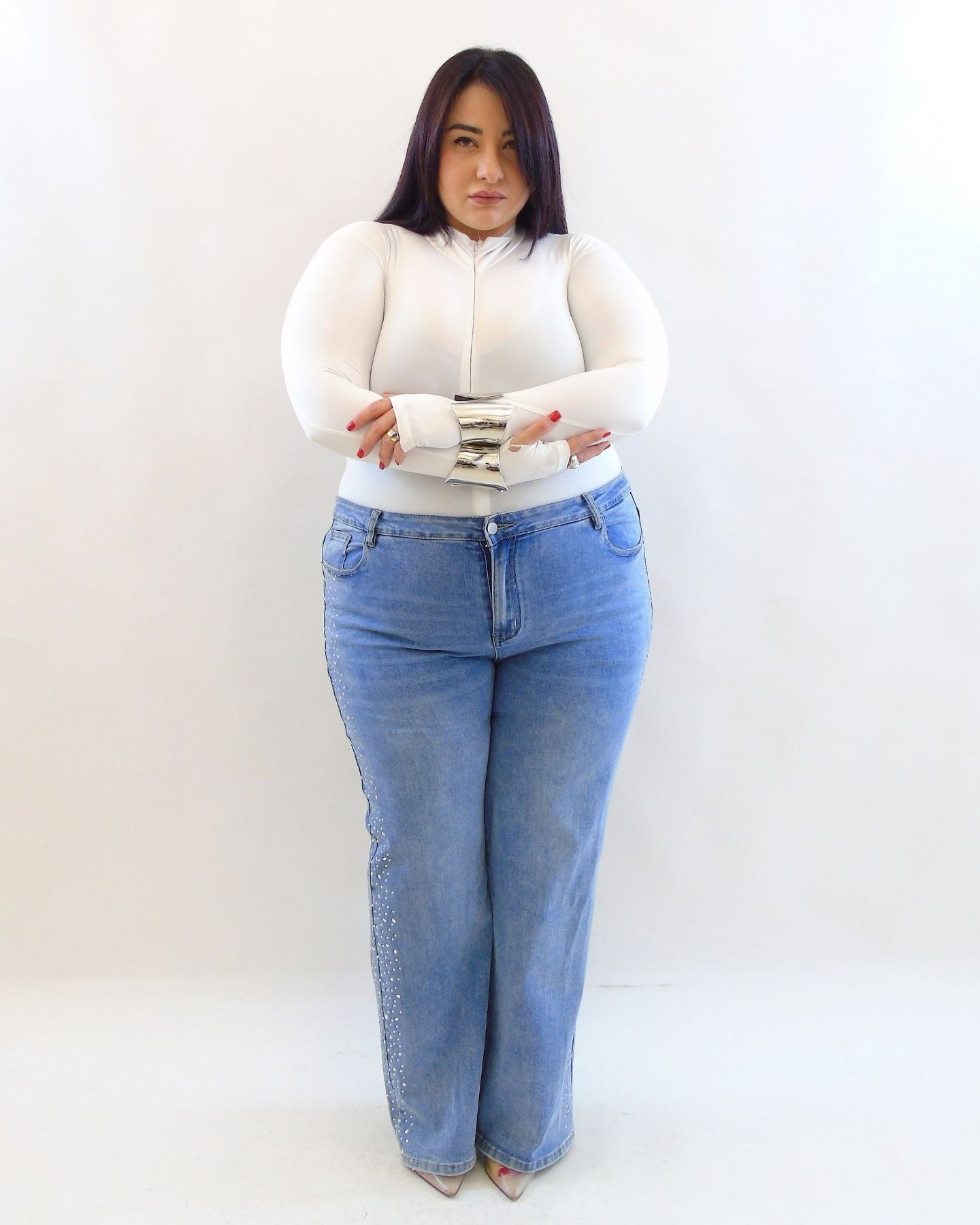 Jeans brillantini laterale 00355