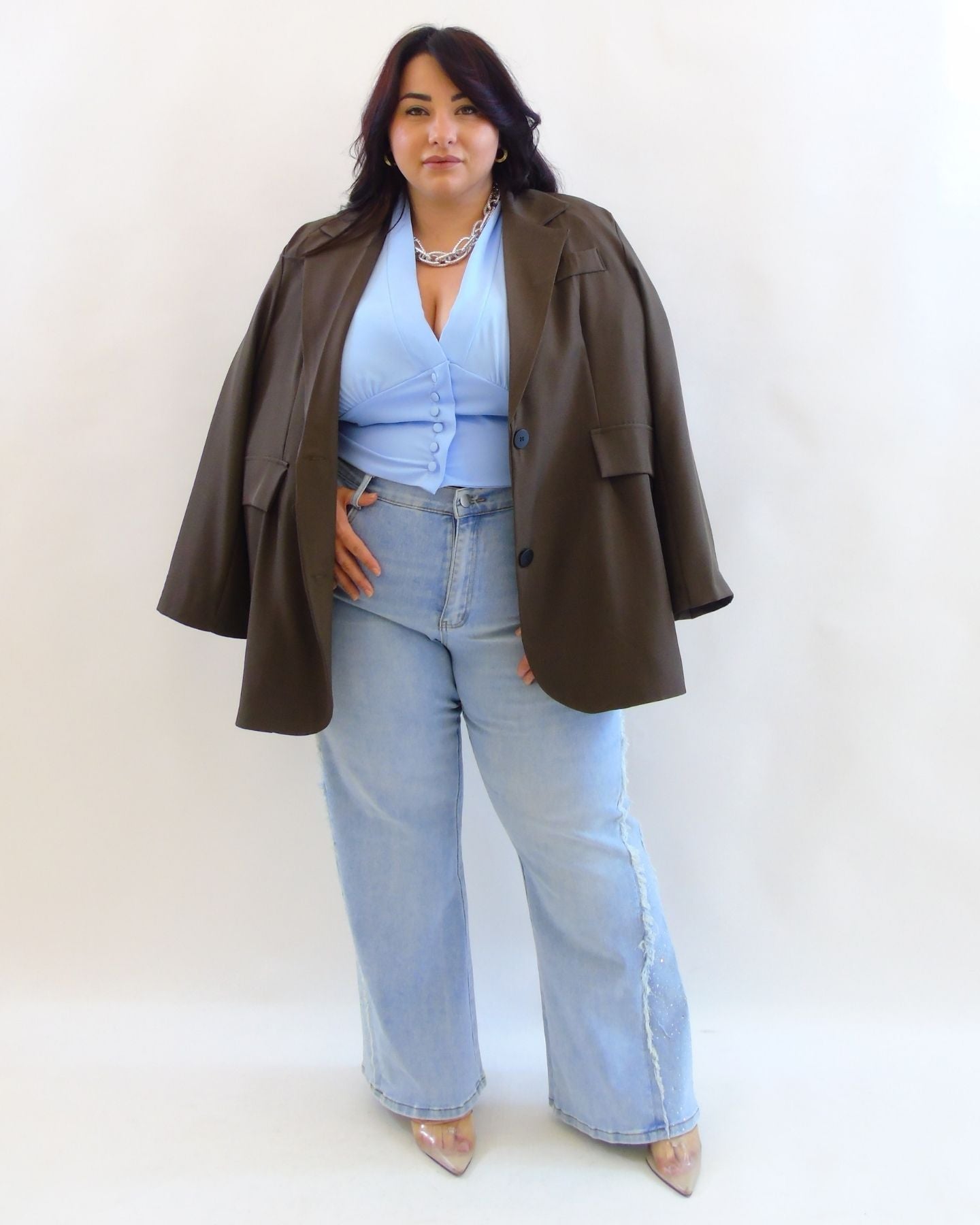 Jeans con brillantini e frange latareli 0069