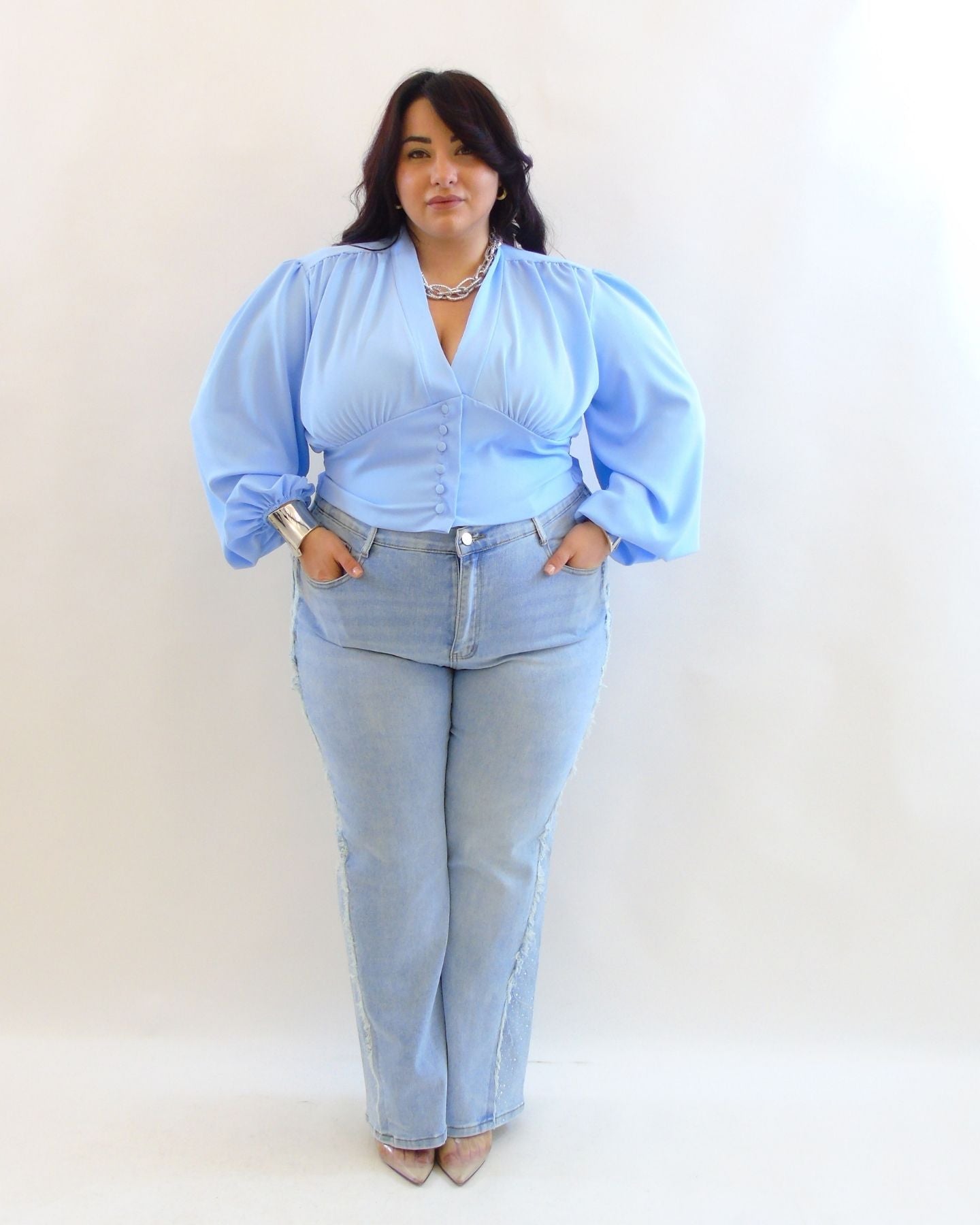 Jeans con brillantini e frange latareli 0069