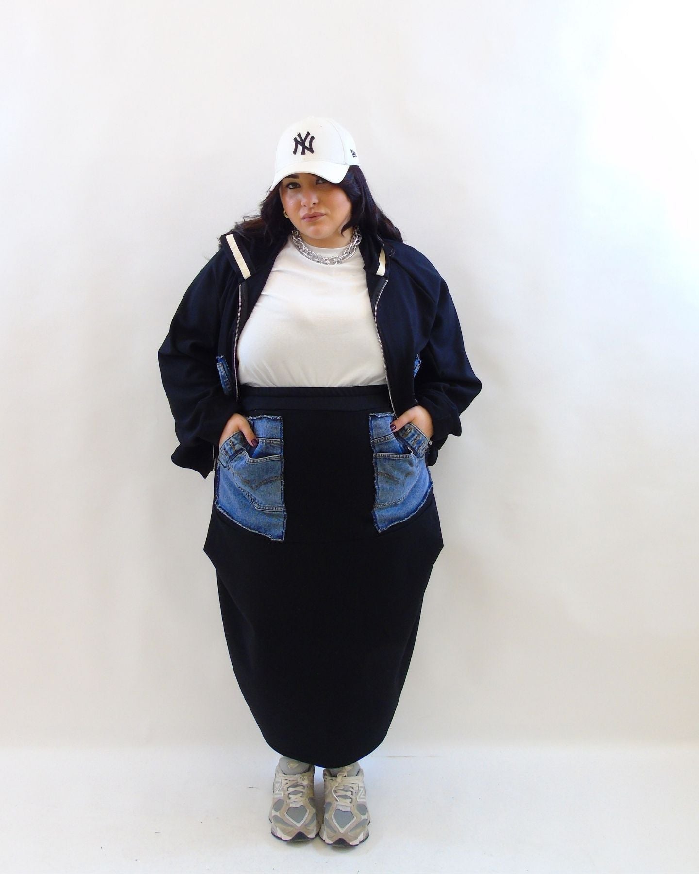 Gonna con dettagli in jeans 9005