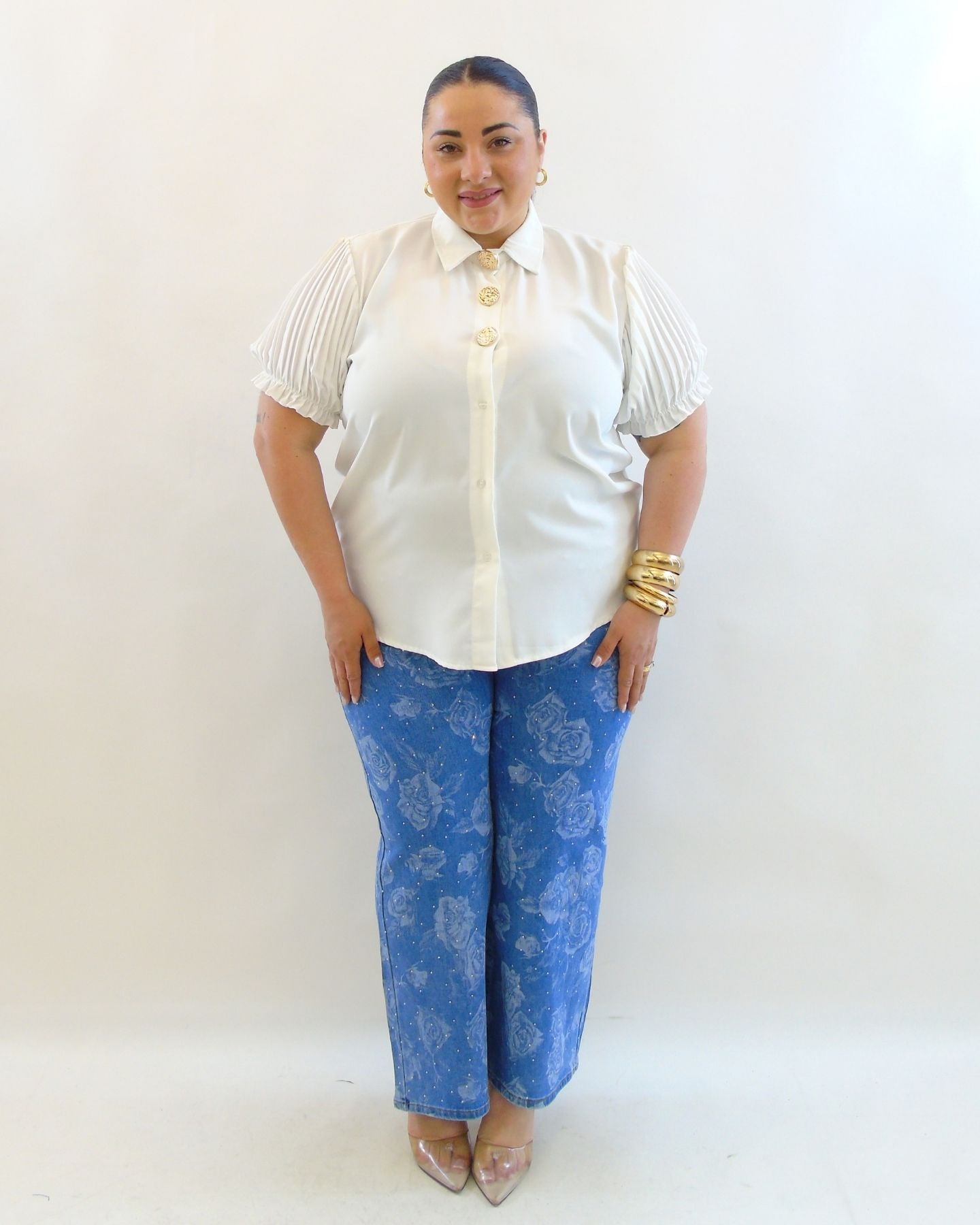 Jeans con fiori 0077