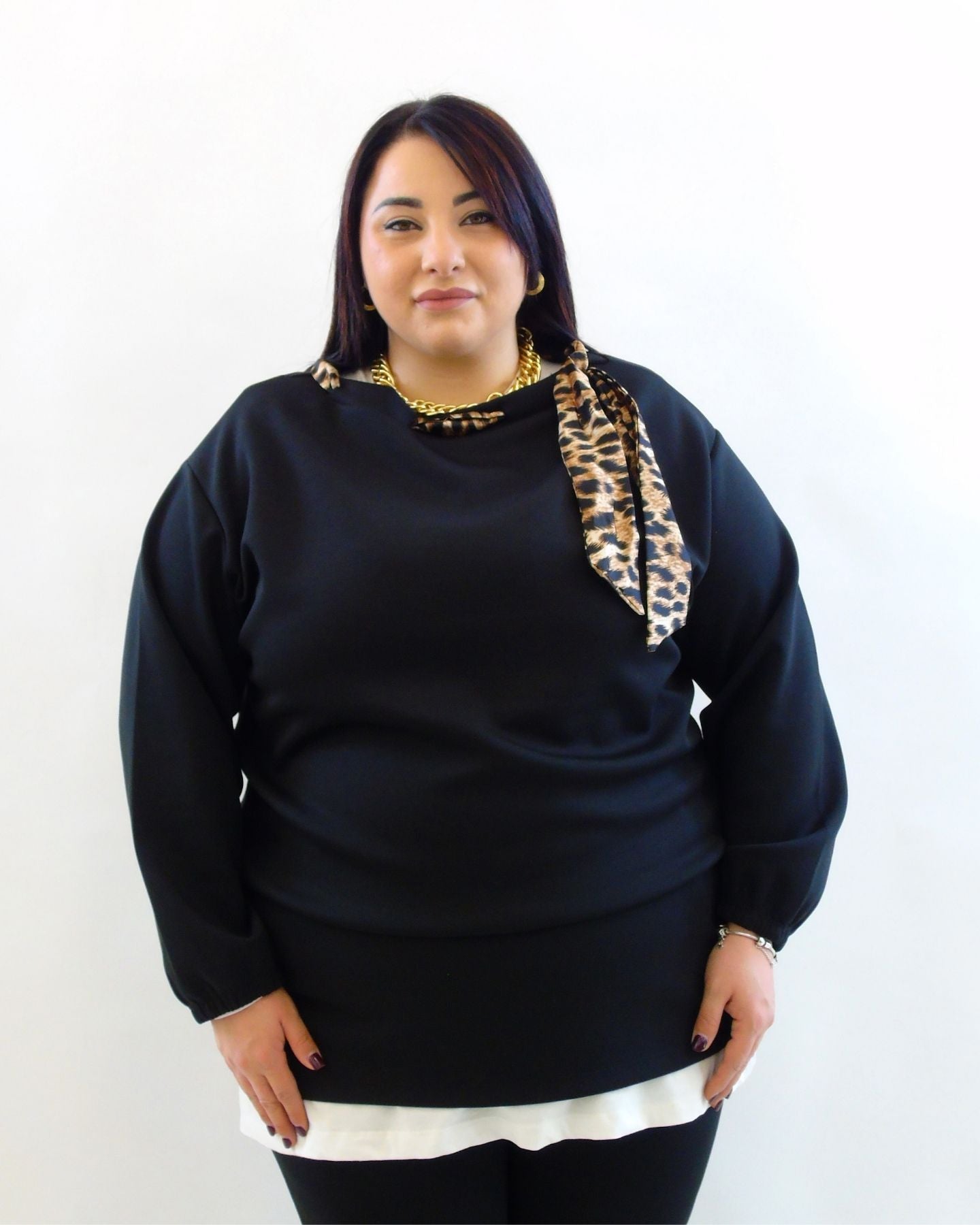 Magliettone con foulard animalier 71243