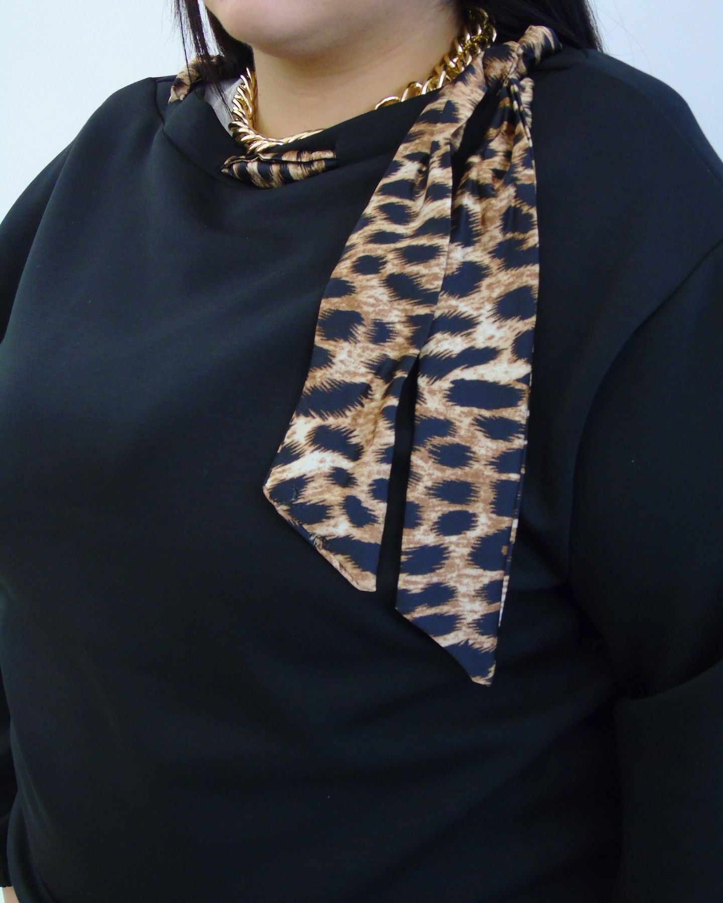 Magliettone con foulard animalier 71243