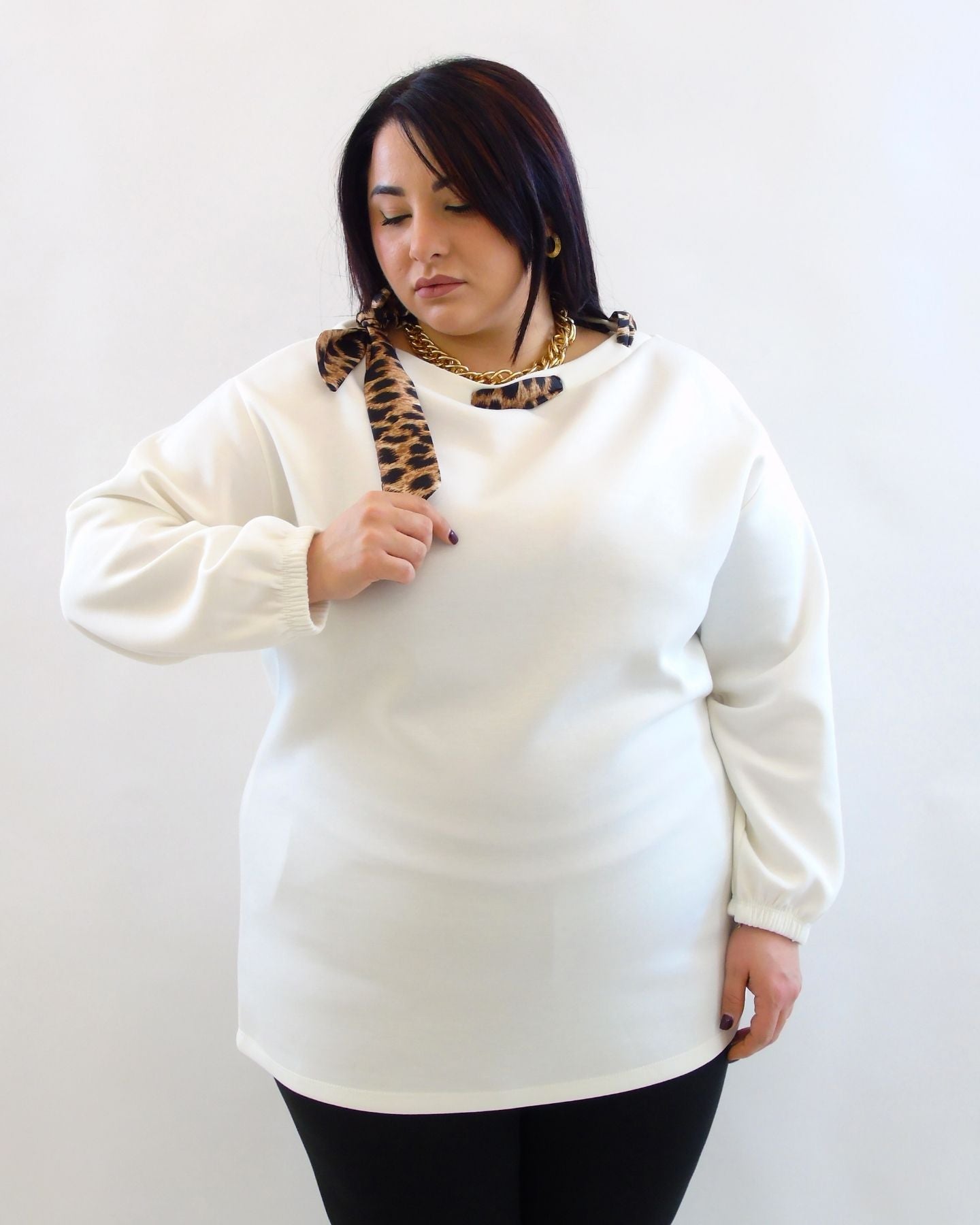 Magliettone con foulard animalier 71243