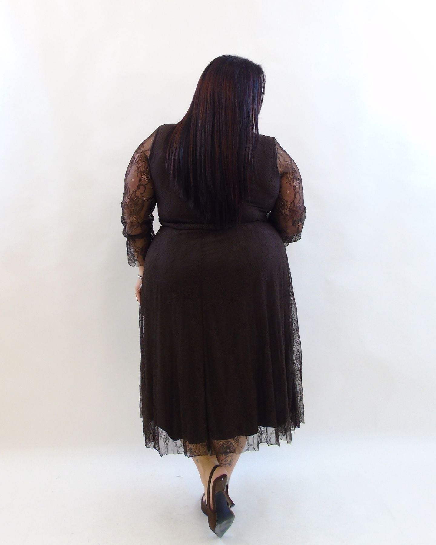 Abito in pizzo con cintura 251192