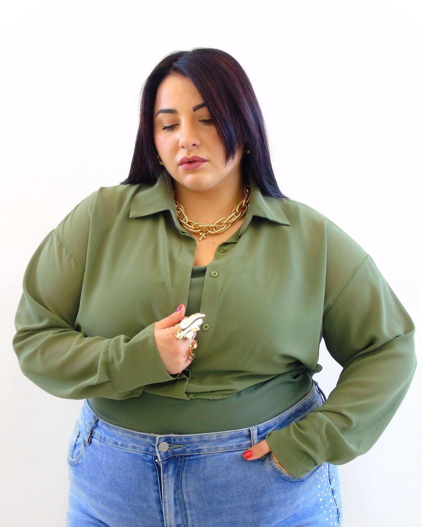 Body a camicia in tessuto 15896
