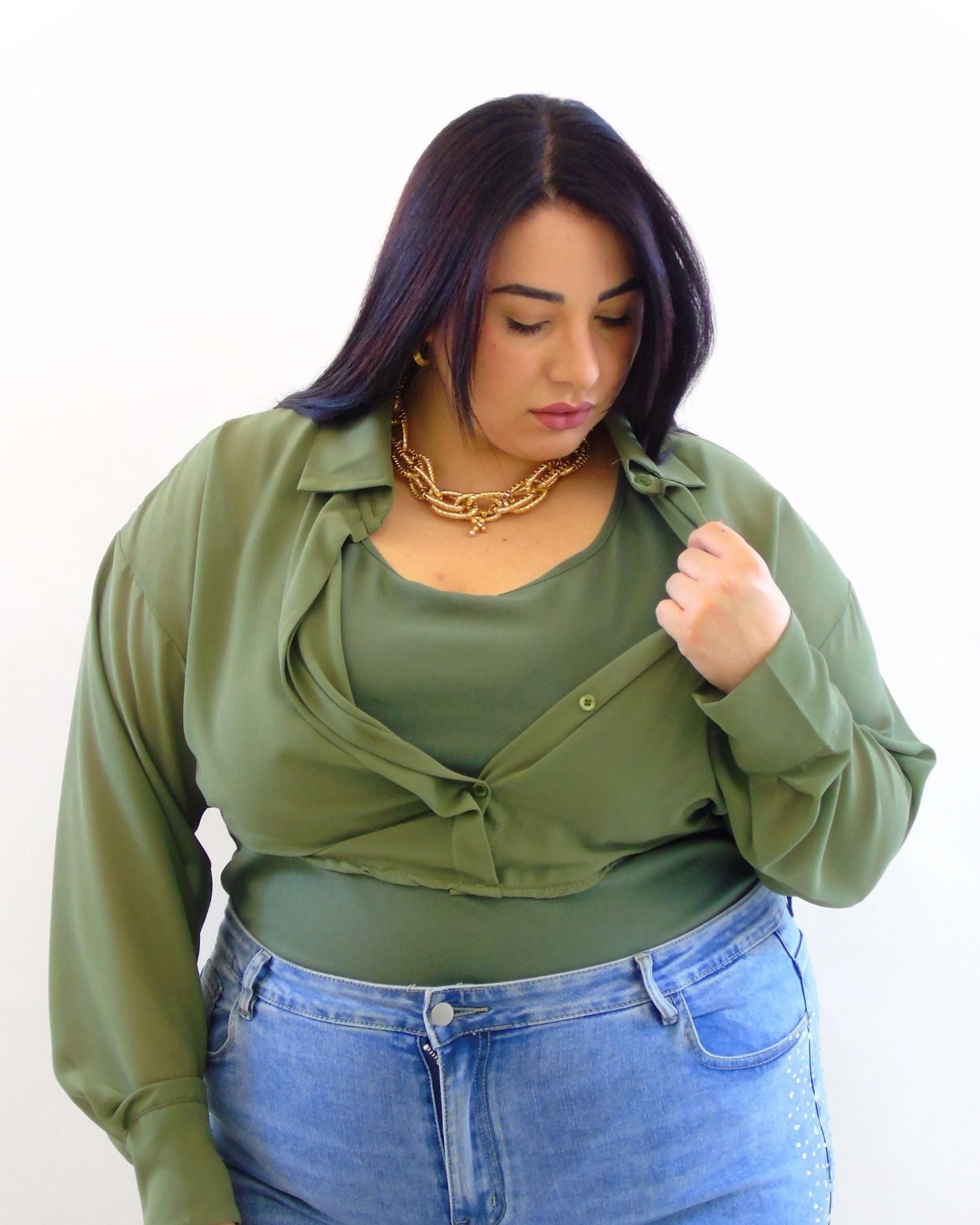 Body a camicia in tessuto 15896