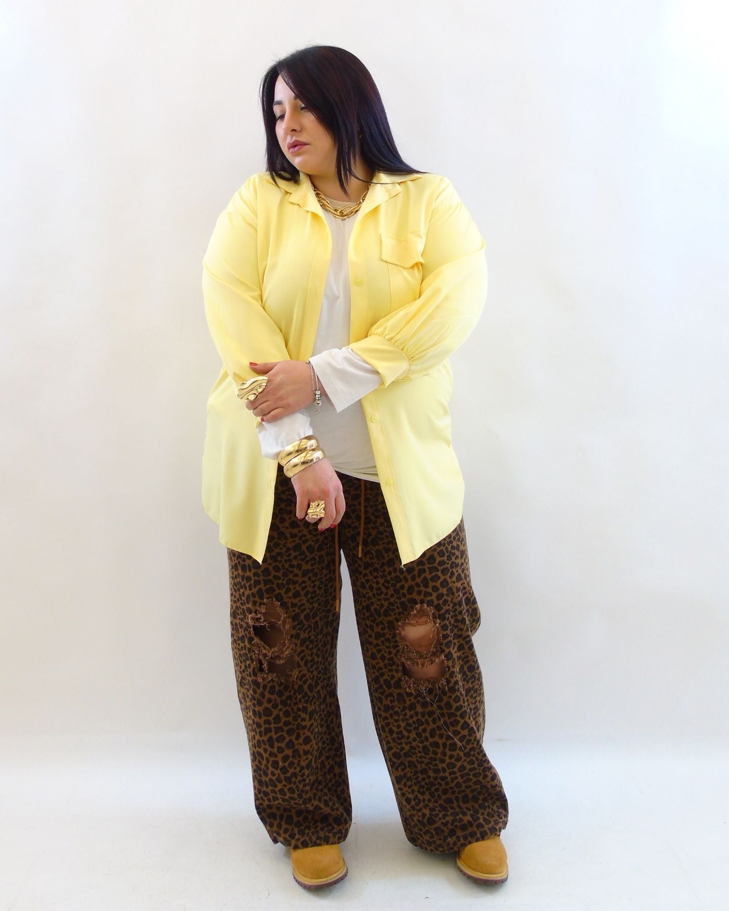 Jeans animalier con coulisse 8012