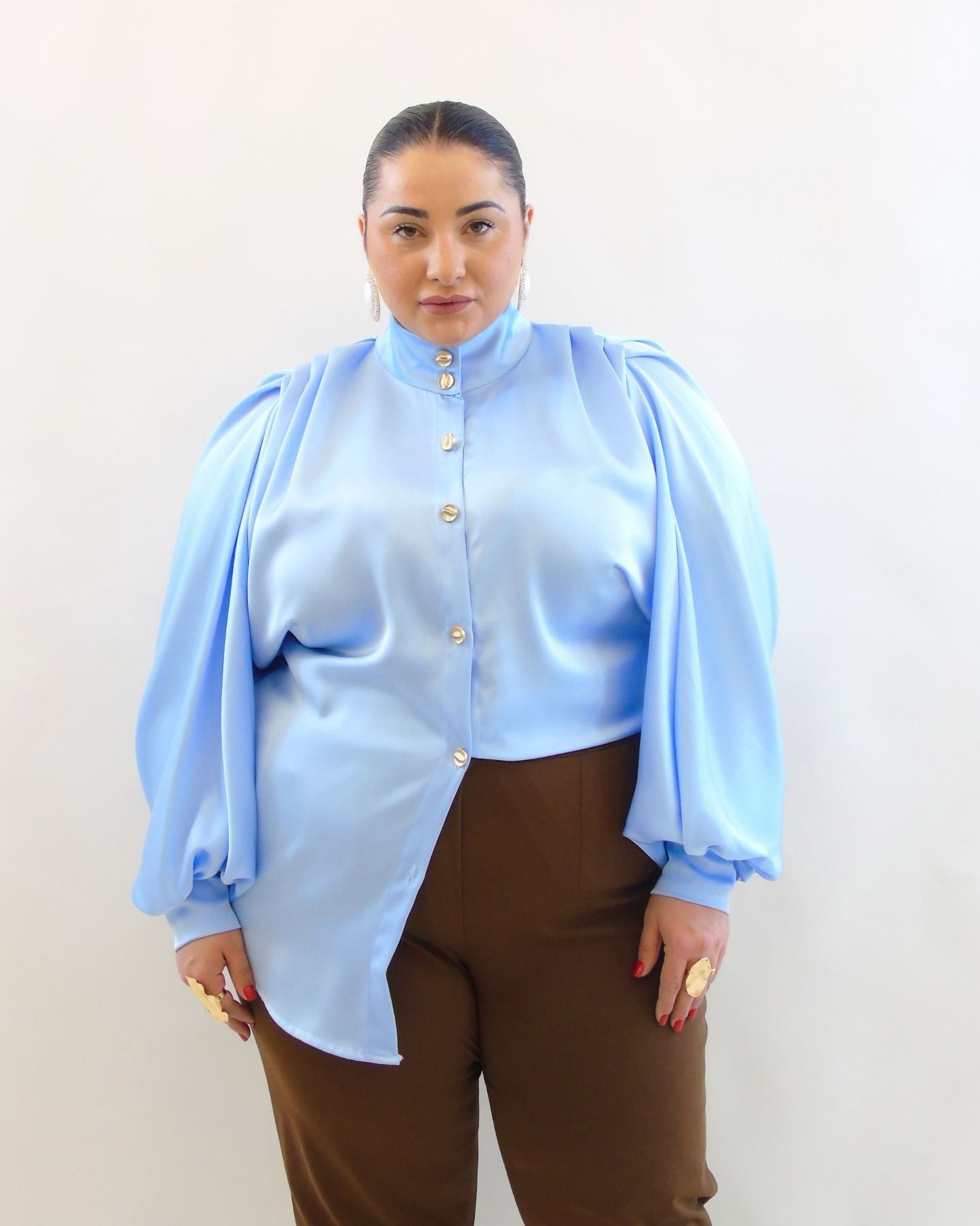 Camicione over con bottoni in oro 810333