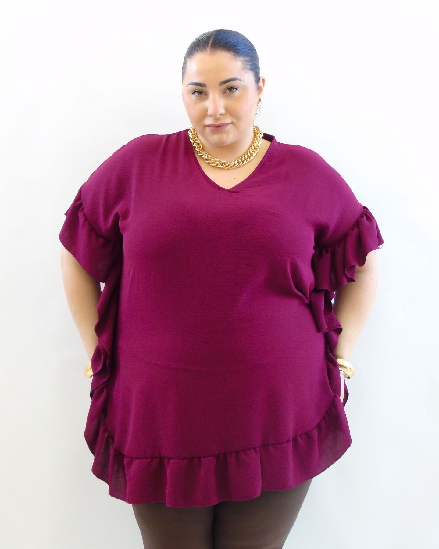 Blusa con rouche laterale 22483
