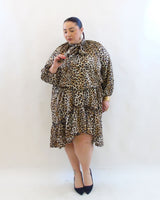 Animal print dresses with ruffles 61511