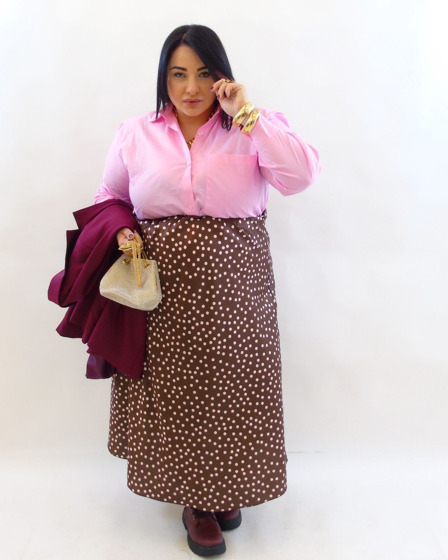 Gonna pois satin 23761