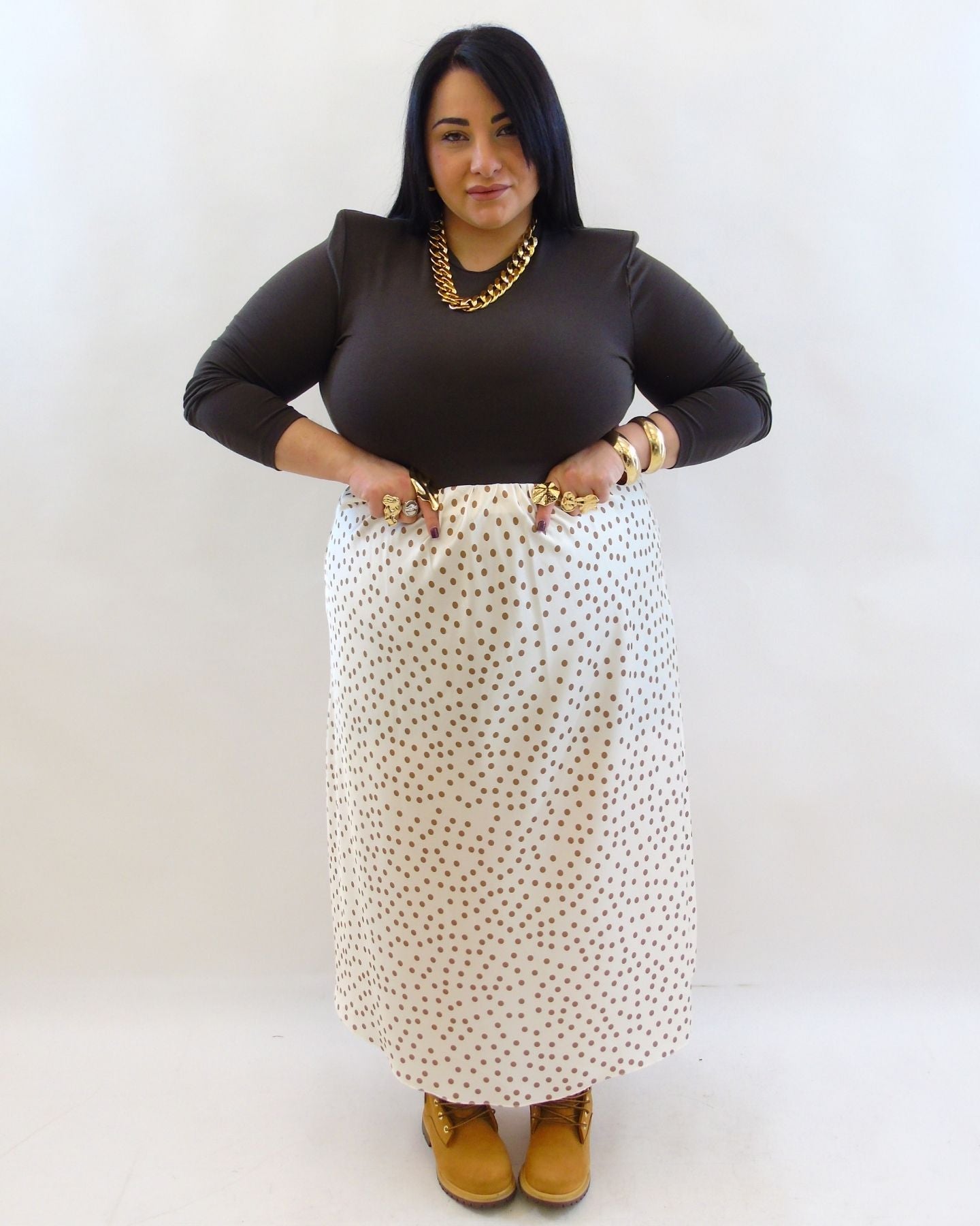 Gonna pois satin 23761