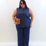 Pantalone gessato ruggine 153881