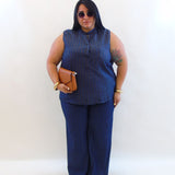 Pantalone gessato ruggine 153881