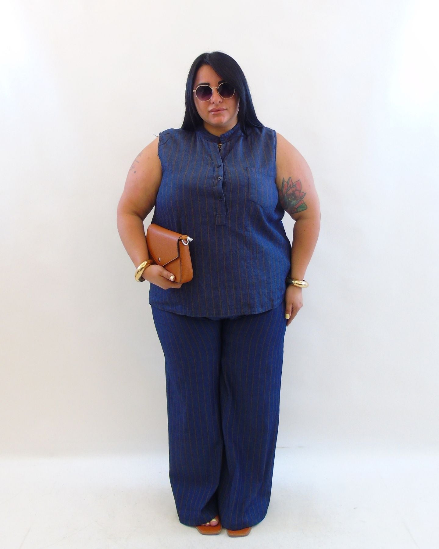 Pantalone gessato ruggine 153881