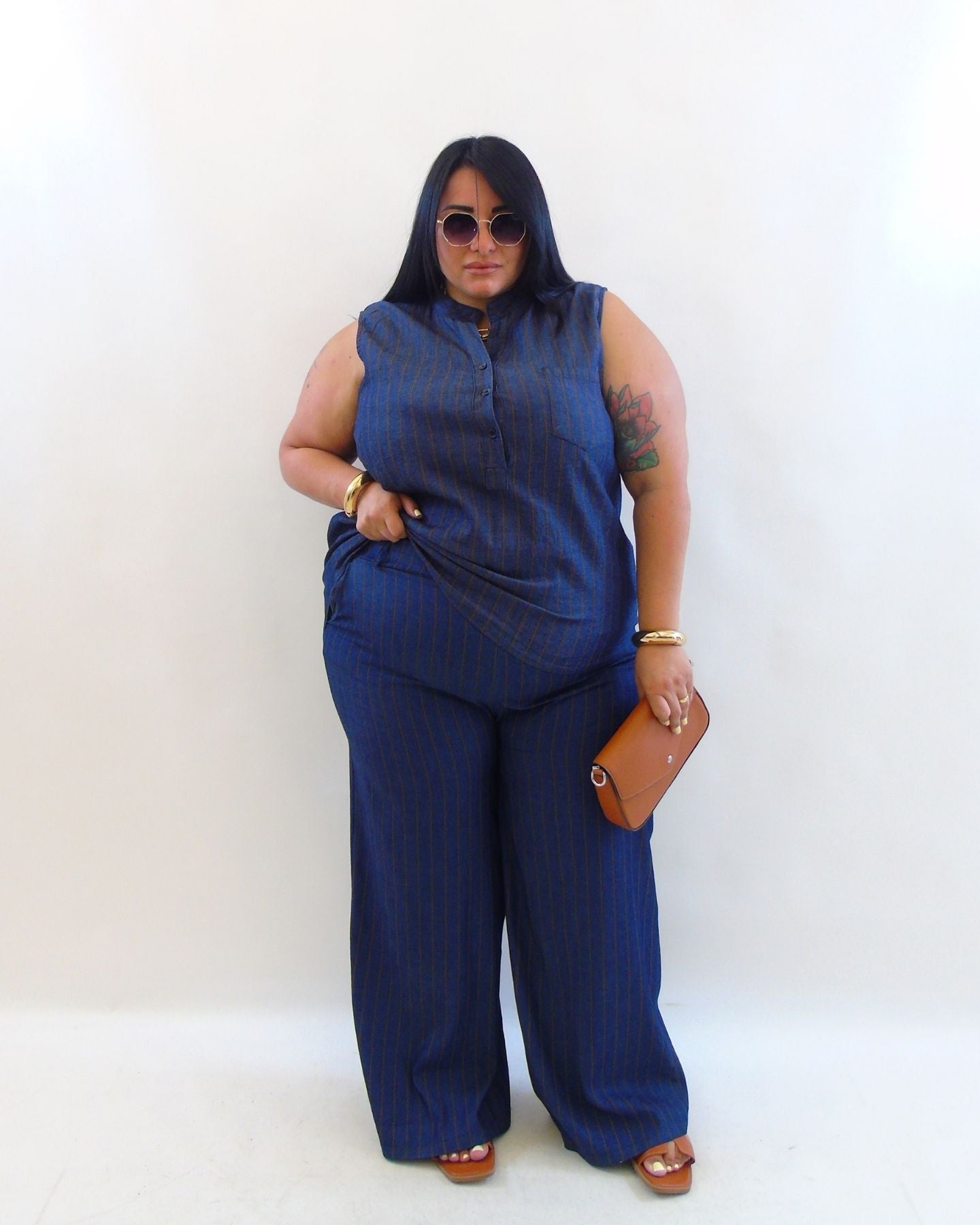 Pantalone gessato ruggine 153881
