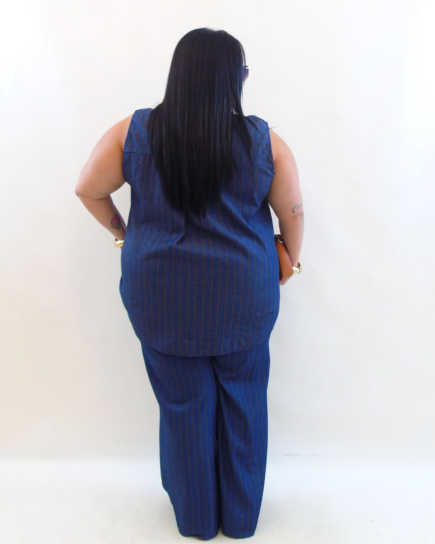 Pantalone gessato ruggine 153881
