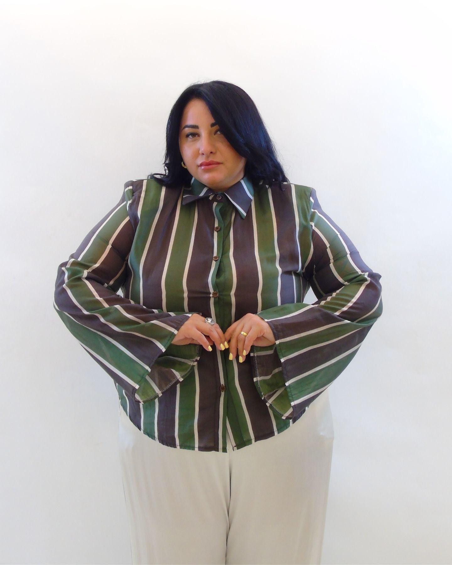 Camicia manica a campana righe 260782