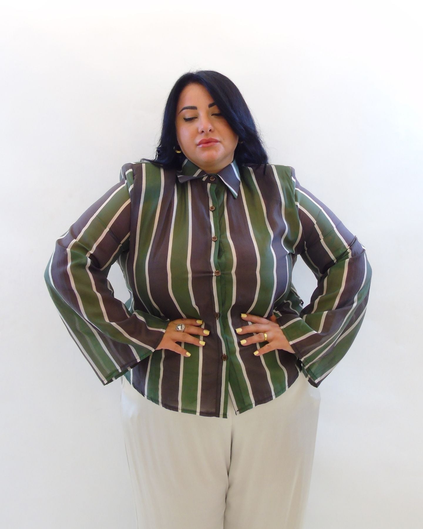 Camicia manica a campana righe 260782