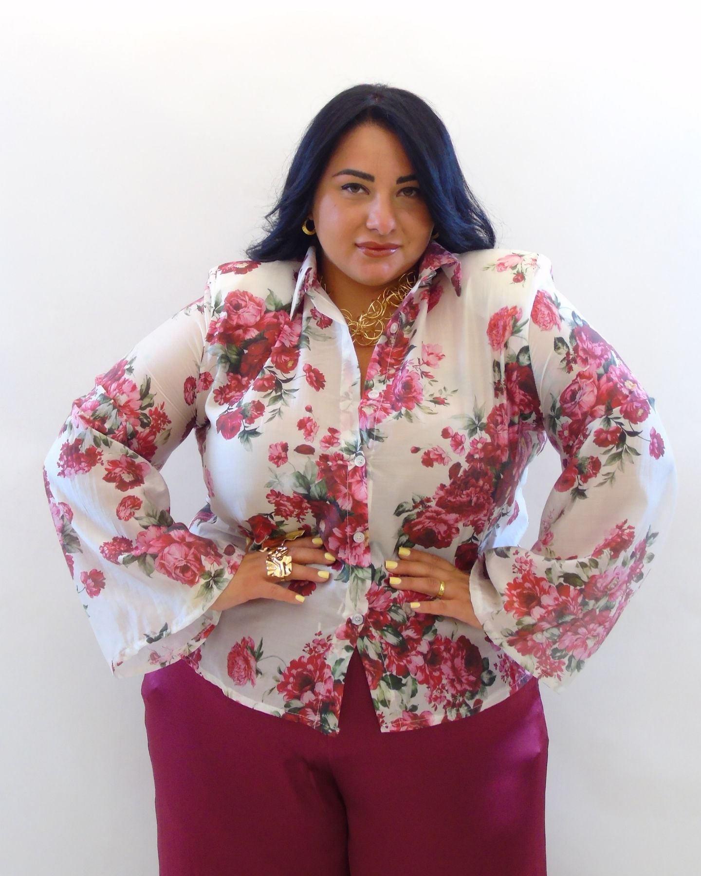 Camicia manica a campana fiore 2595