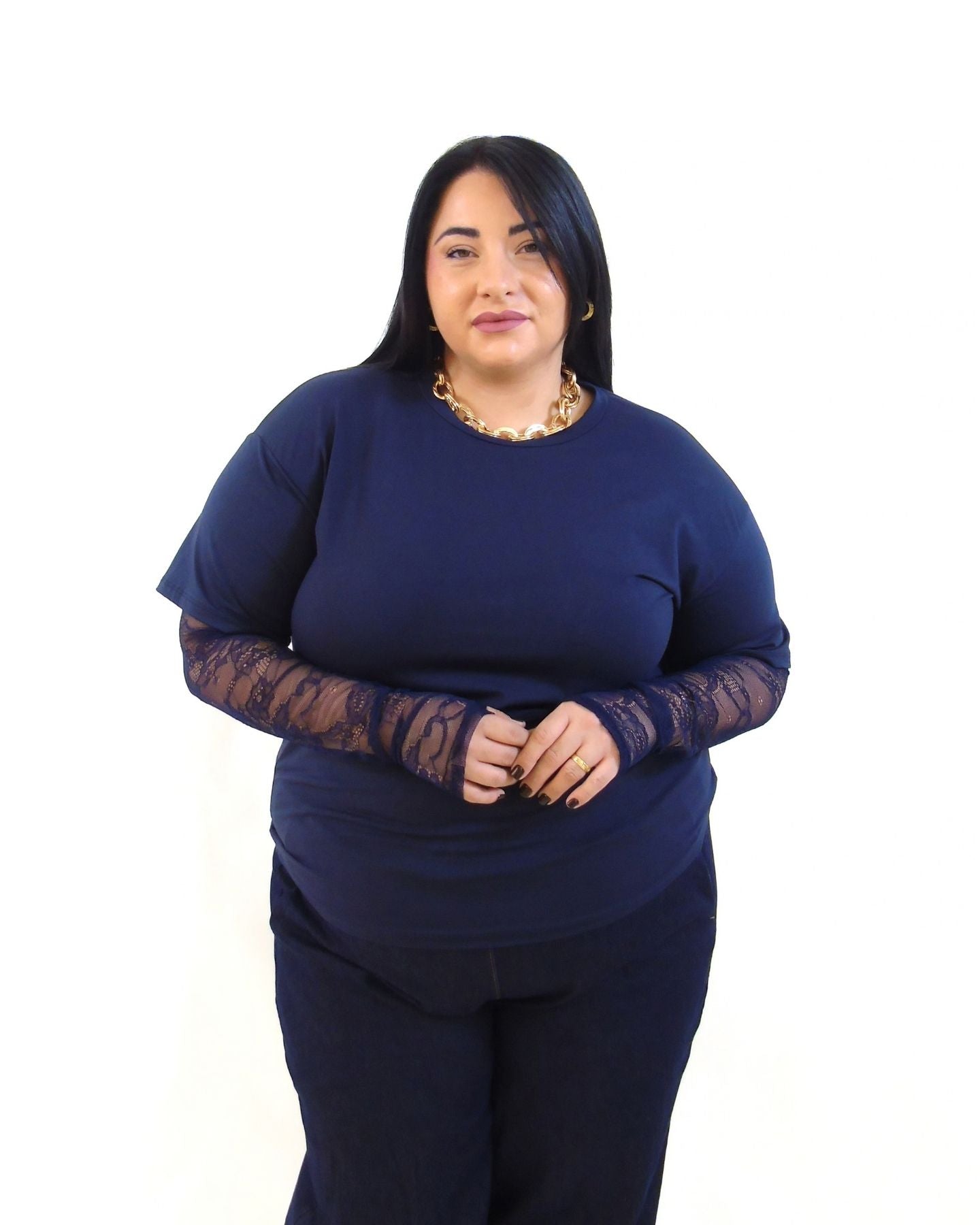 Maglia manica in pizzo