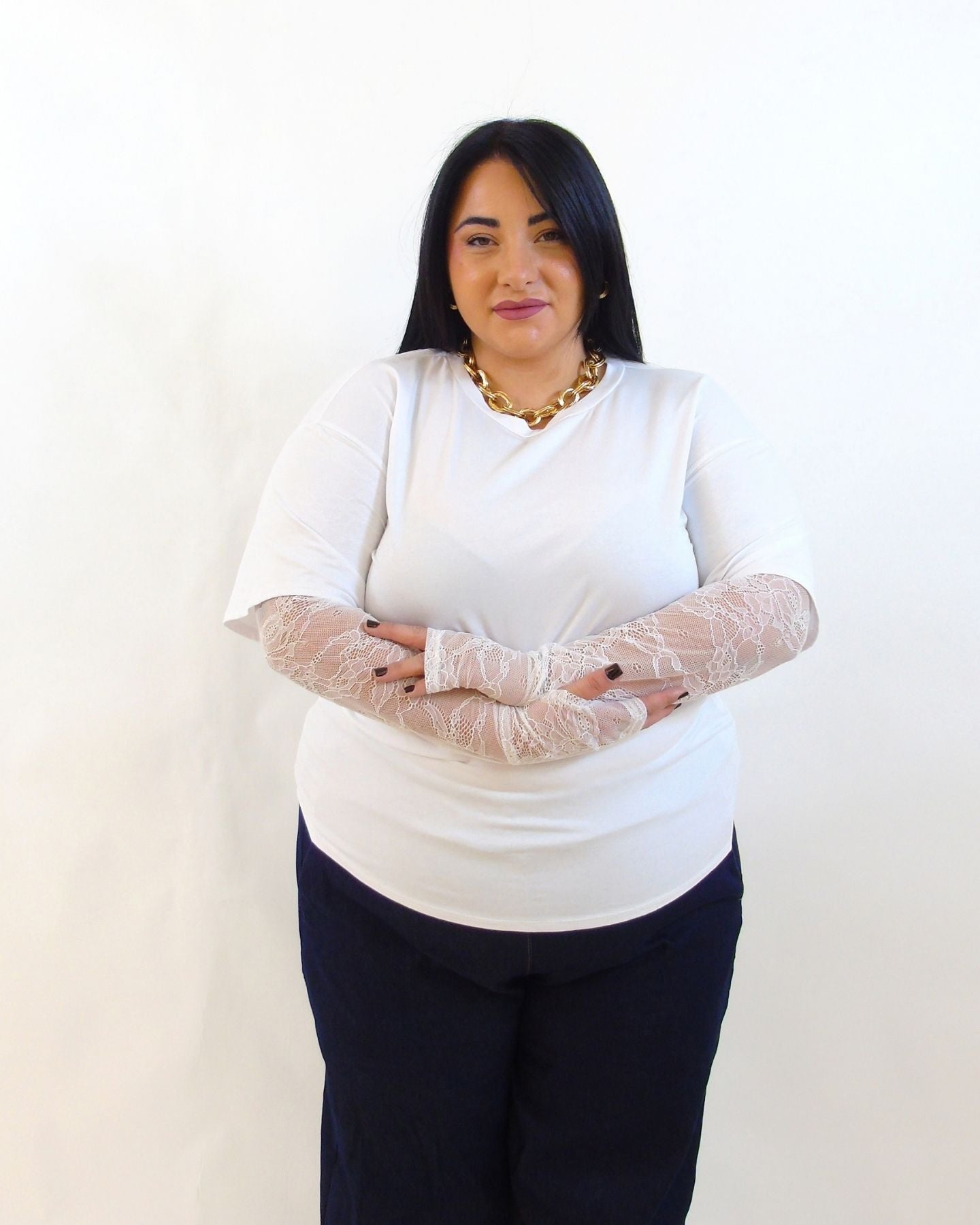 Maglia manica in pizzo