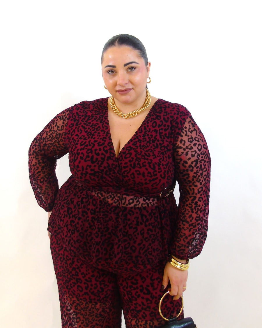 Blusa animalier con dettaglio 20391