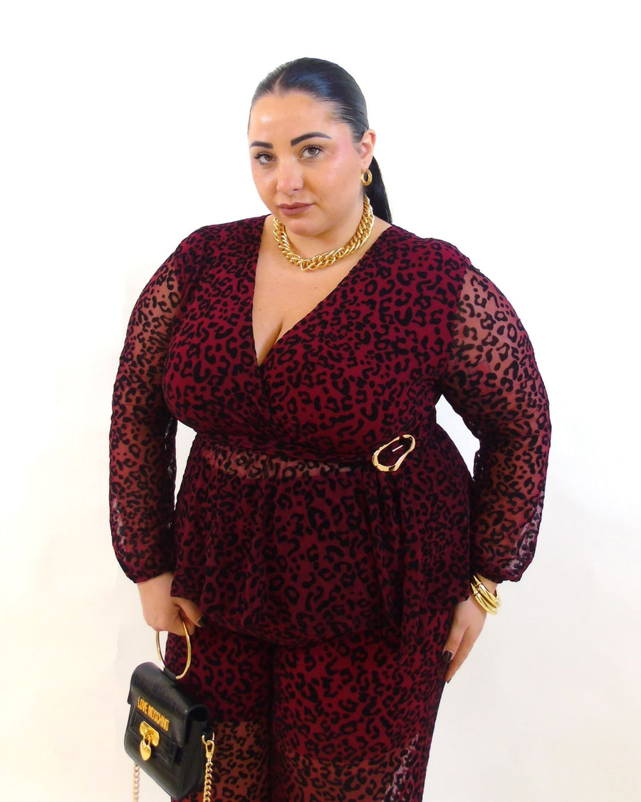 Blusa animalier con dettaglio 20391