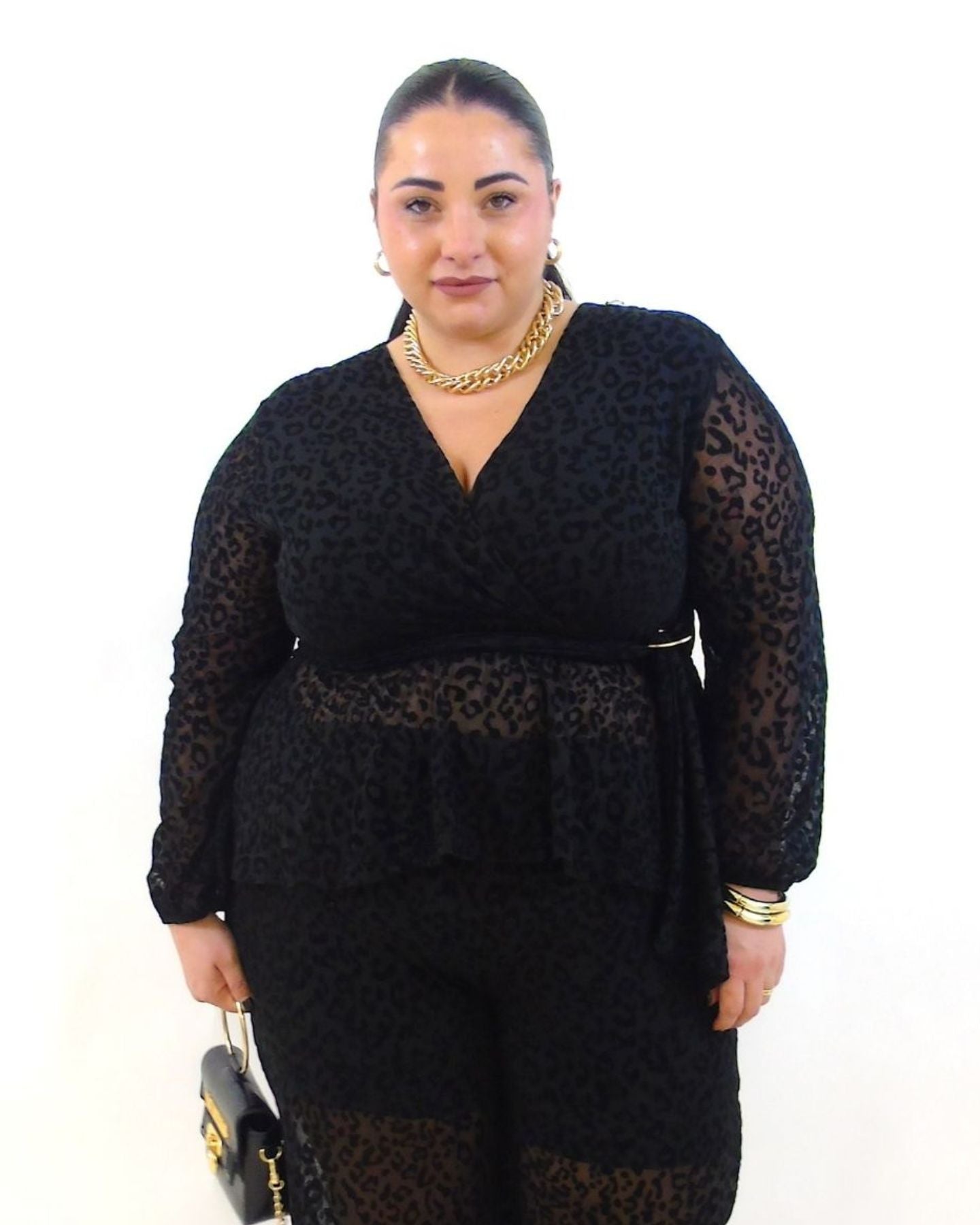 Blusa animalier con dettaglio 20391
