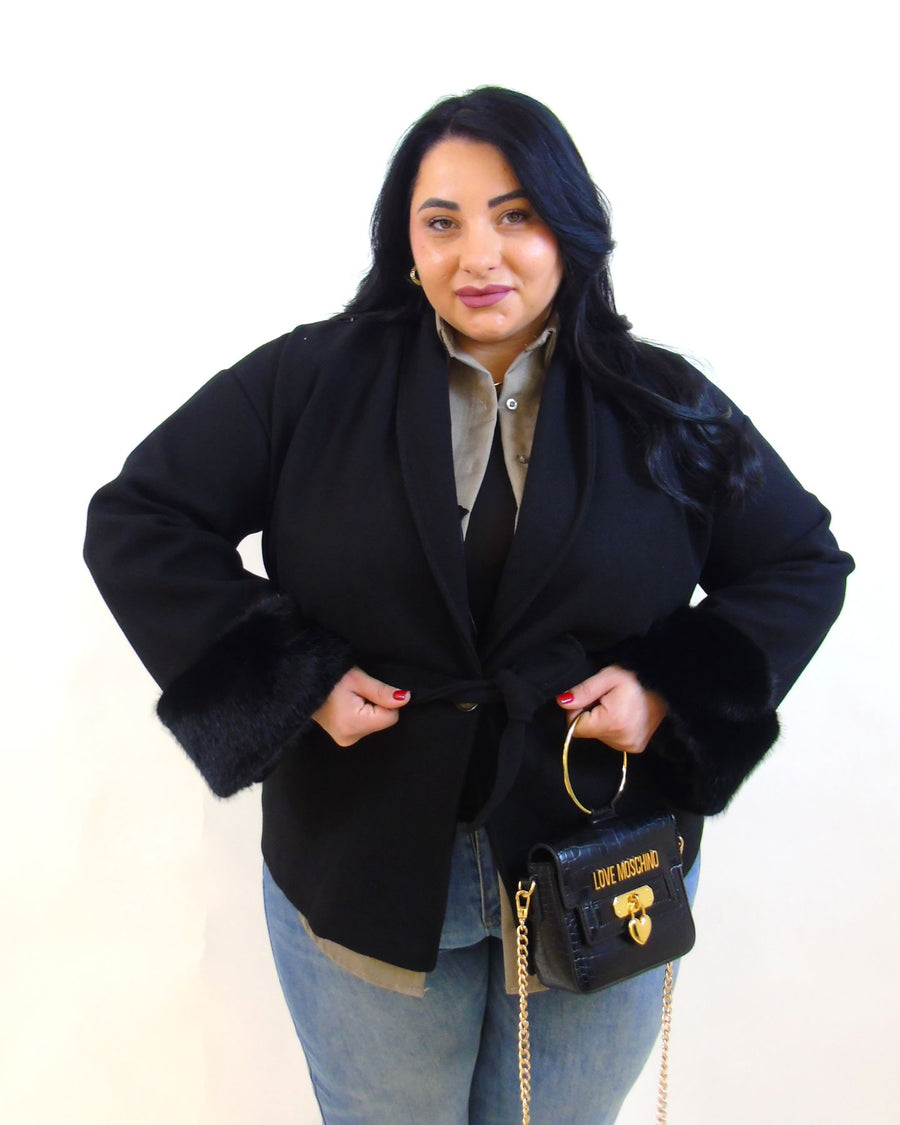 Cappotto manica pelliccia 20821