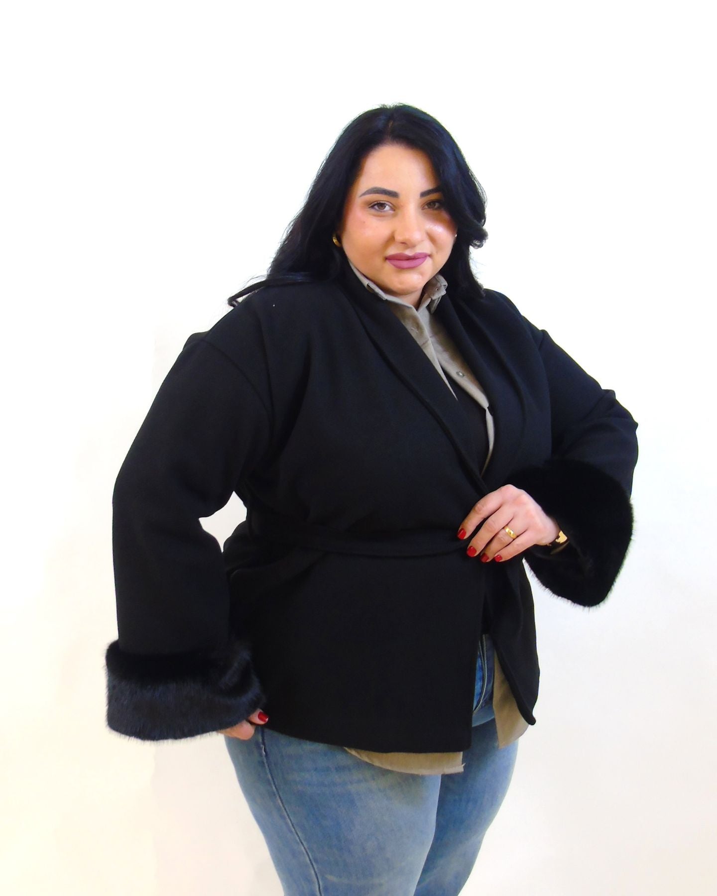 Cappotto manica pelliccia 20821