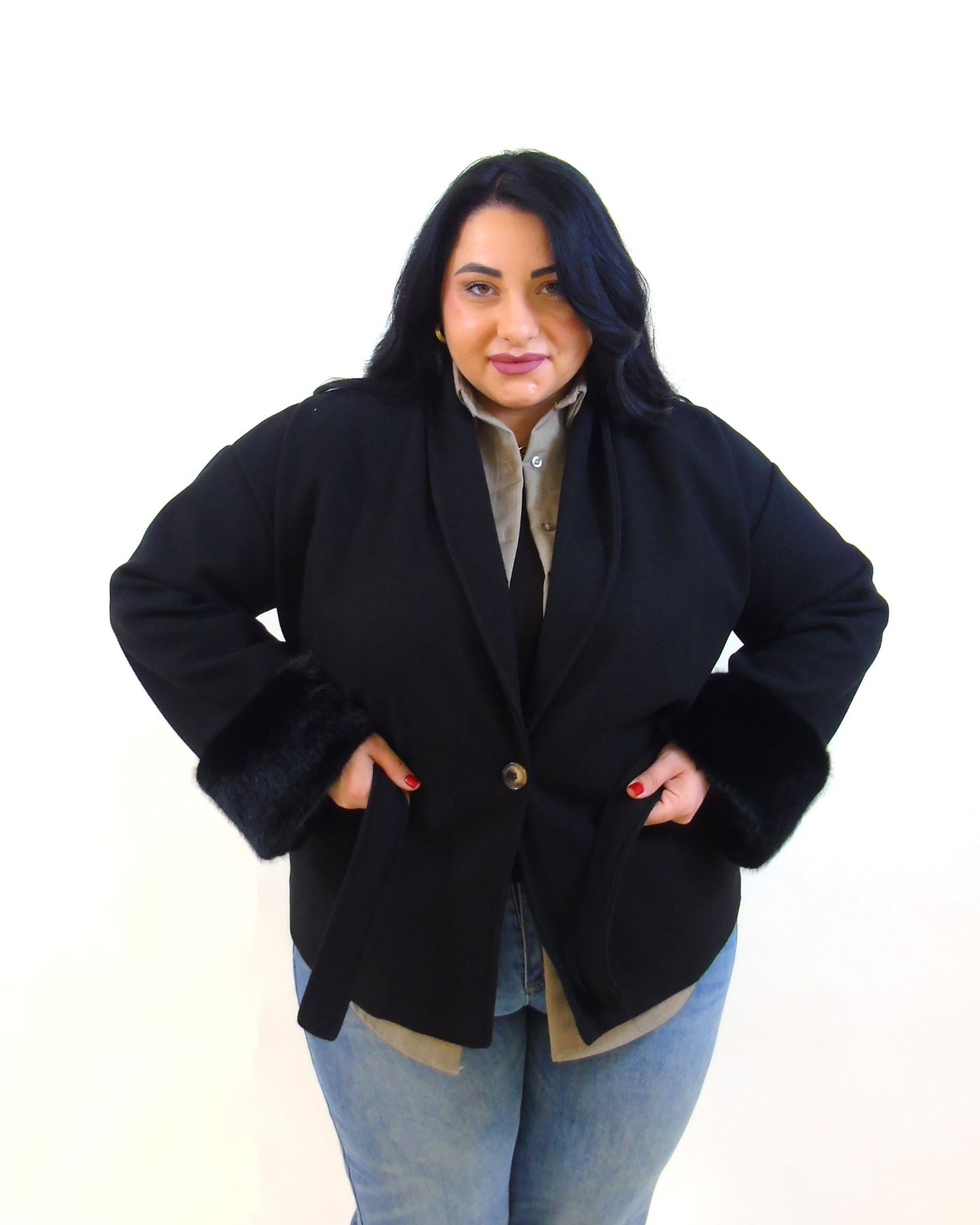 Cappotto manica pelliccia 20821