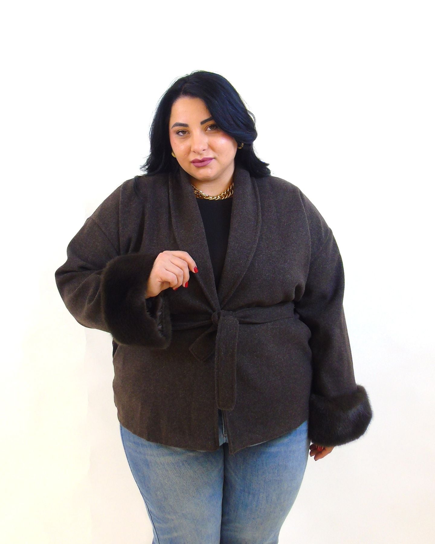 Cappotto manica pelliccia 20821