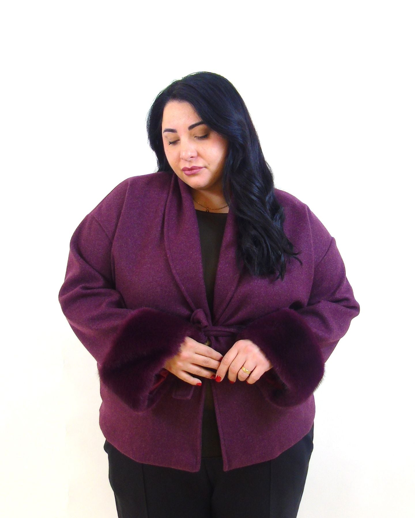 Cappotto manica pelliccia 20821